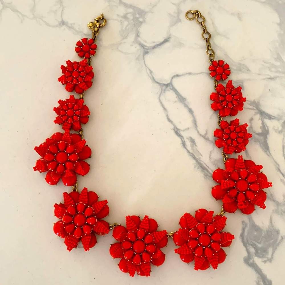 Beaded Flower Statement Necklace by J. Crew